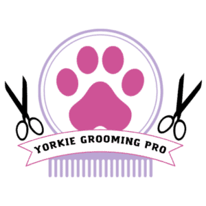 pink paw print with grooming scissors